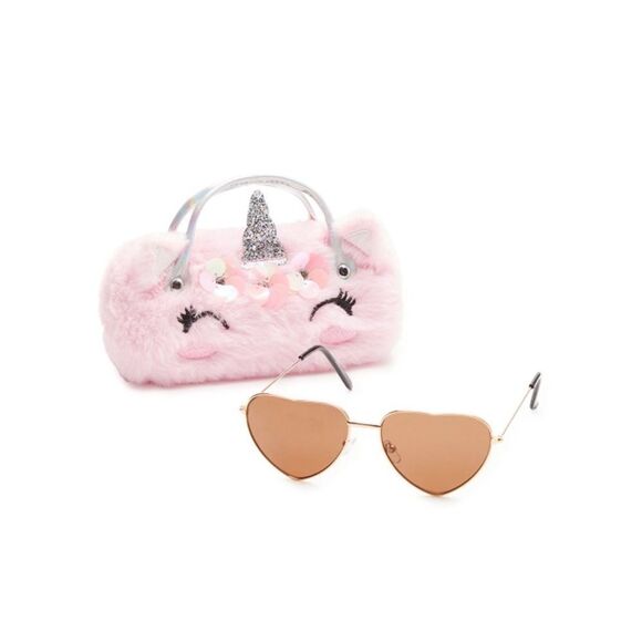 Girls Fun Summer Sunglasses With Unicorn & Bunny Faux Fur Carrying Cases - Picture 6 of 7